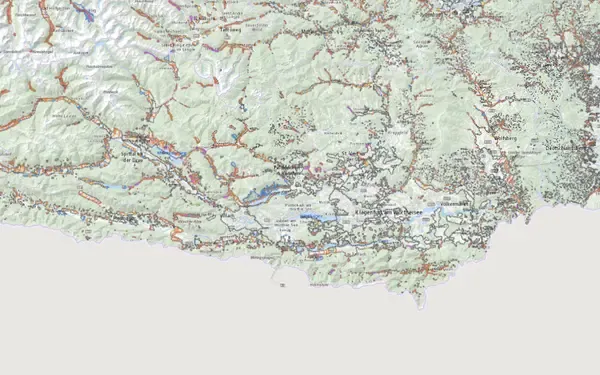 Gefahrenzonenplan Kärnten: Kartenausschnitt aus der Grundblick-Karte